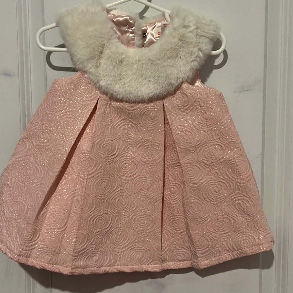 Pink and White Gold Sparkle Winter Dress
